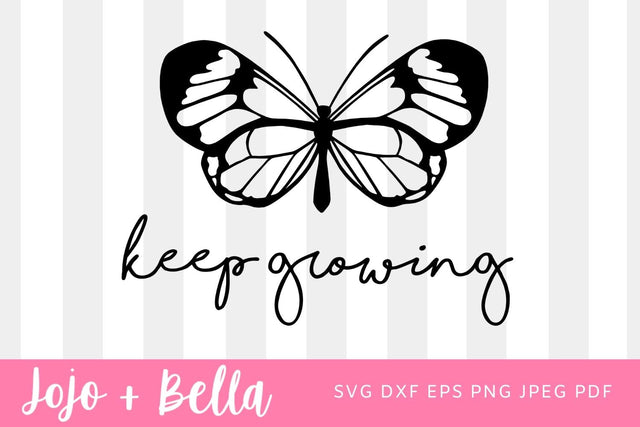 keep growing butterfly svg, you grow girl svg, grow through what you go through Svg, mental health svg, hippie svg, retro svg, trendy svg SVG Jojo&Bella 