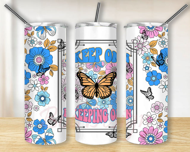 Keep on keeping on boho retro hippie 20oz Skinny Tumbler Sublimation, Hippie Tumbler PNG Sublimation BouDesign 