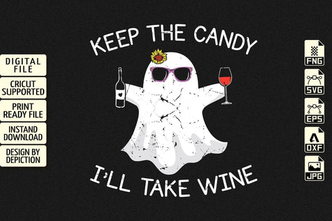 Keep The Candy I'll Take Wine T-Shirt, Halloween Shirt, Ghost Wine Shirt Print Template Sketch DESIGN Depiction Studio 