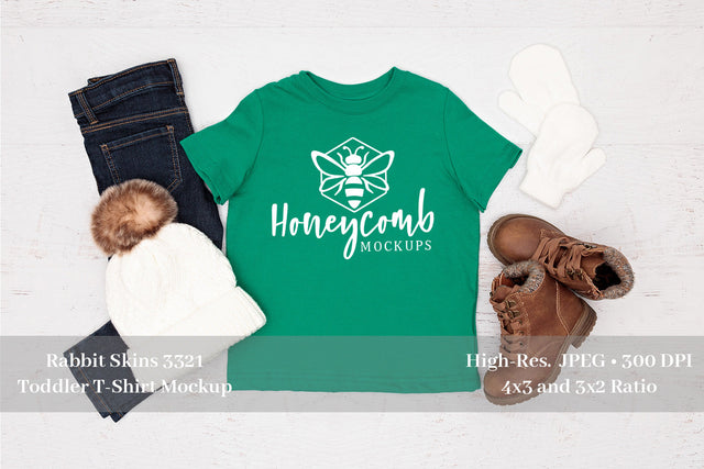 Kelly Rabbit Skins 3321 Toddler Mockup, Toddler T-Shirt Mockup, Winter Mockup Mock Up Photo Honeycomb Mockups 