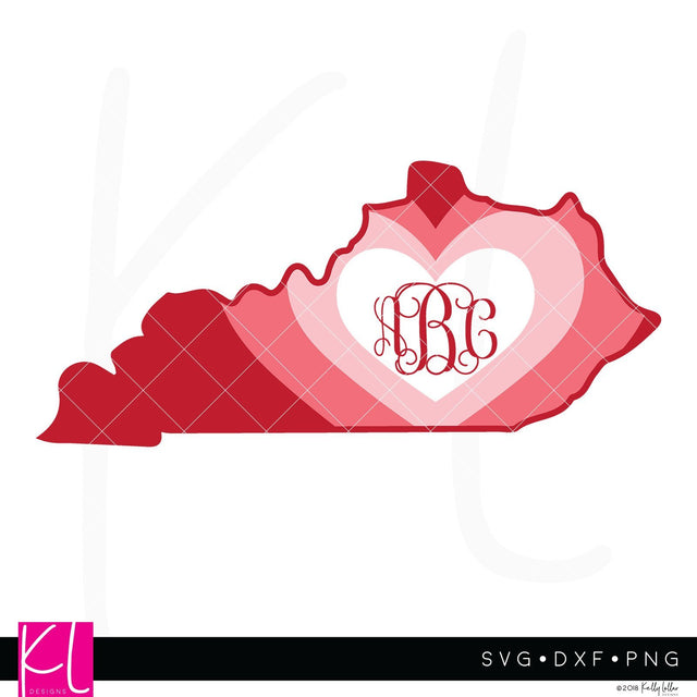 Kentucky Heart Monogram Frame SVG Kelly Lollar Designs 