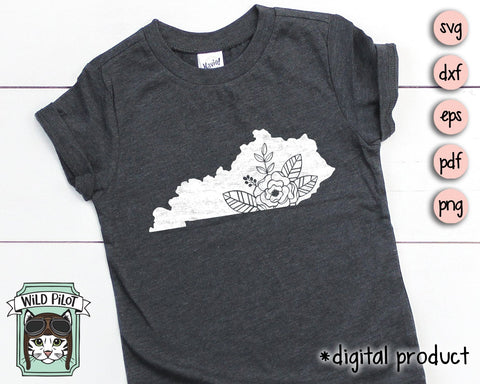 Kentucky Silhouette Floral SVG Cut File SVG Wild Pilot 