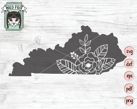 Kentucky Silhouette Floral SVG Cut File SVG Wild Pilot 