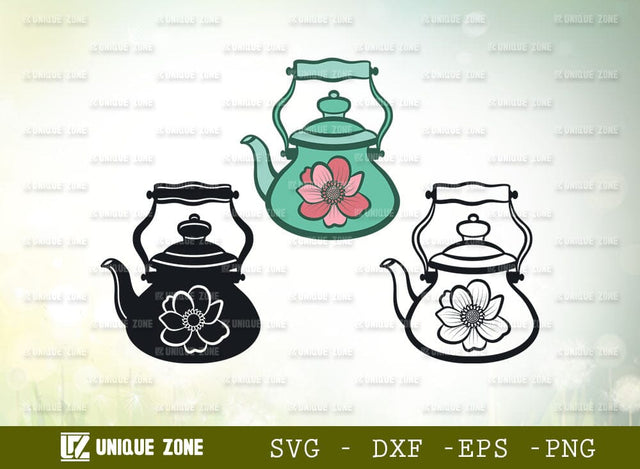 Kettle Svg Cut File, Teapot Svg, Teatime Svg, Tea Kettle Svg, Kitchen Set Svg, SVG Unique Zone 