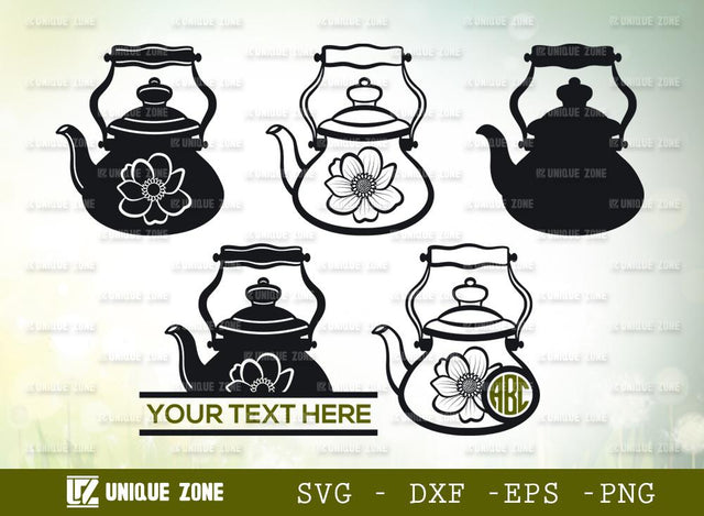 Kettle Svg | Teapot Svg | Teatime Svg | Tea Kettle Svg | Kitchen Set Svg | Kettle Monogram SVG Unique Zone 