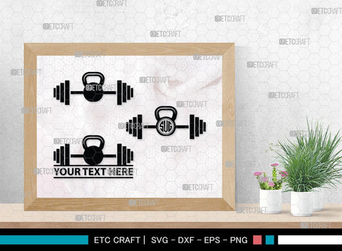 Kettlebell Monogram, Kettlebell Silhouette, Kettlebell SVG, Kettle Bell Svg, Barbell Svg, Dumbbell Svg, Fitness Svg, Gym Svg, SB00428 SVG ETC Craft 