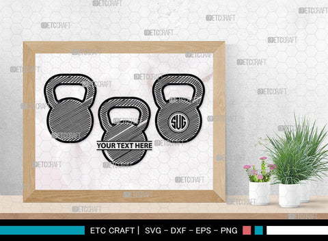 Kettlebell Monogram, Kettlebell Silhouette, Kettlebell SVG, Kettle Bell Svg, Barbell Svg, Dumbbell Svg, Fitness Svg, Gym Svg, SB00428 SVG ETC Craft 