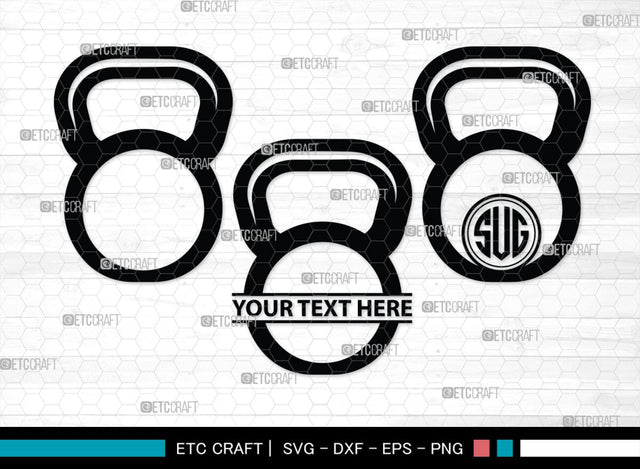Kettlebell Monogram, Kettlebell Silhouette, Kettlebell SVG, Kettle Bell Svg, Barbell Svg, Dumbbell Svg, Fitness Svg, Gym Svg, SB00428 SVG ETC Craft 