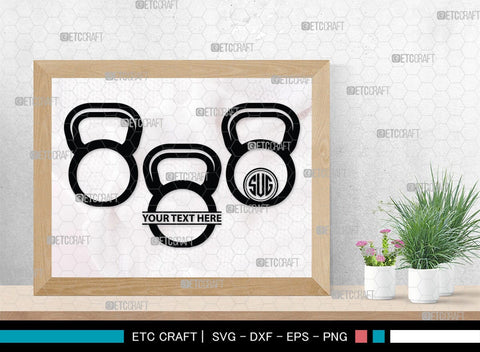 Kettlebell Monogram, Kettlebell Silhouette, Kettlebell SVG, Kettle Bell Svg, Barbell Svg, Dumbbell Svg, Fitness Svg, Gym Svg, SB00428 SVG ETC Craft 