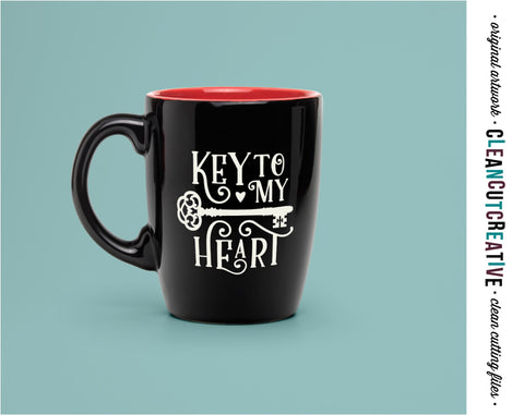 Key to my Heart - Valentine's Day Love design with Vintage Key - SVG craft file SVG CleanCutCreative 