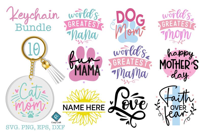 Keychain Bundle SVG, Keychain Design SVG - So Fontsy