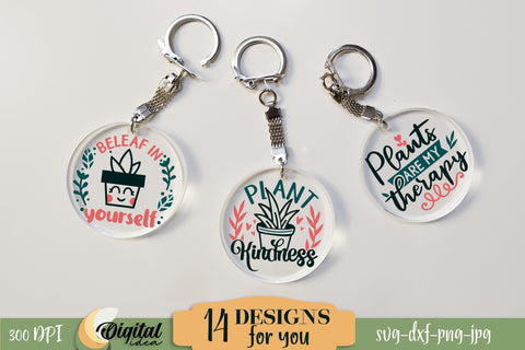 Keychain Design With Cute Plants&Quotes | Nice Plants SVG Evgenyia Guschina 