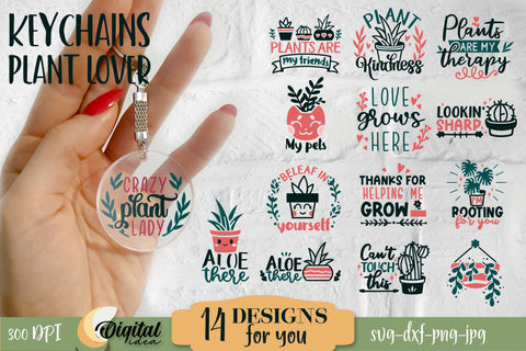 Keychain Design With Cute Plants&Quotes | Nice Plants SVG Evgenyia Guschina 