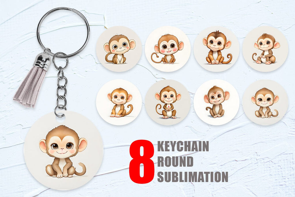 Cute baby monkey Keychain | Keyring Sublimation - So Fontsy