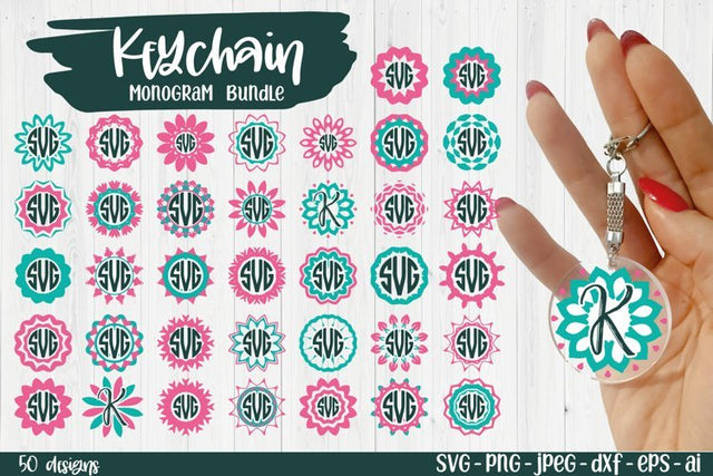 Keychain monogram, Keychain template, Keychain SVG SVG TatiStudio 
