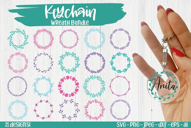 Keychain patterns svg, Laurel Wreath svg, Monogram svg SVG TatiStudio 
