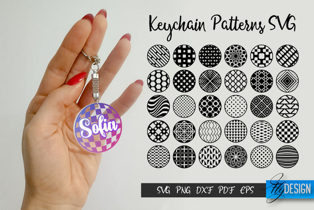 Keychain Patters SVG. Round Acrylic Keychain Bundle SVG. SVG Fly Design 