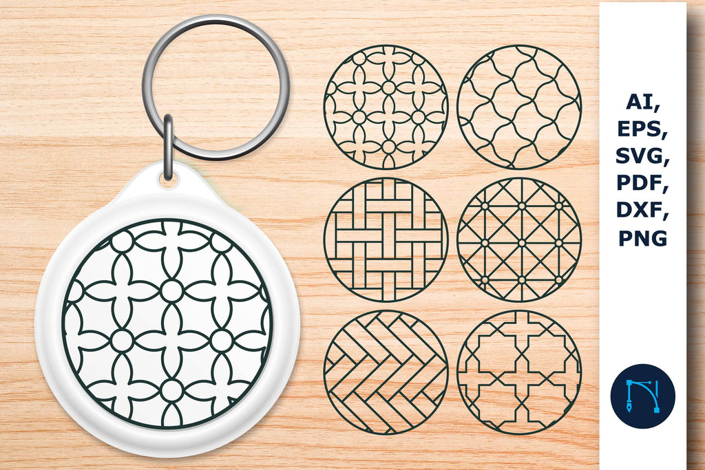 Keychain Round Patterns Circles Bundle - So Fontsy