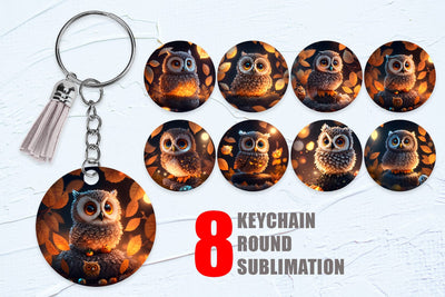Keychain Sublimation 3D Bird Owl Halloween Sublimation artnoy 