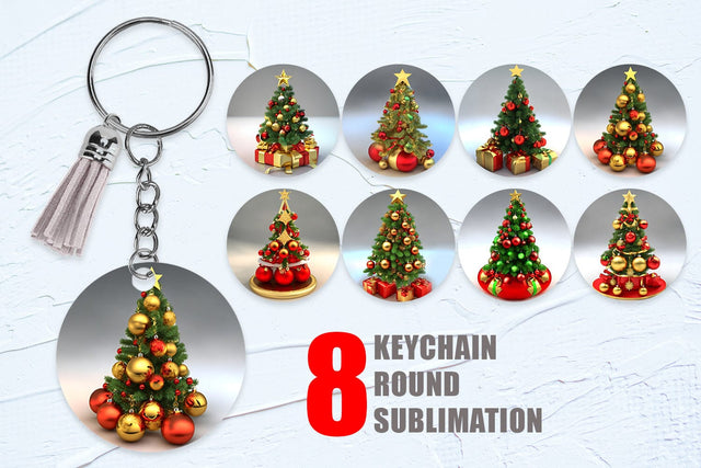 Keychain Sublimation 3D Christmas Tree with Ornament Sublimation artnoy 