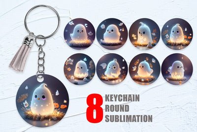 Keychain Sublimation 3D Cute Ghost Halloween Sublimation artnoy 