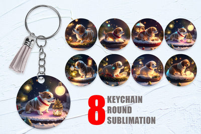 Keychain Sublimation 3D Dog with Christmas snow Sublimation artnoy 