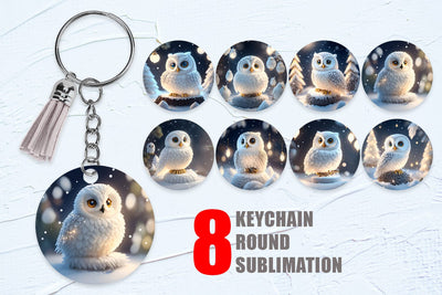 Keychain Sublimation 3D Owl Christmas snow Sublimation artnoy 