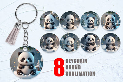 Keychain Sublimation 3D Panda Christmas snow Sublimation artnoy 