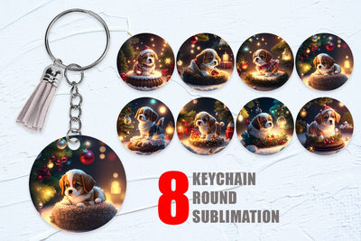 Keychain Sublimation 3D Puppy with Christmas snow Sublimation artnoy 