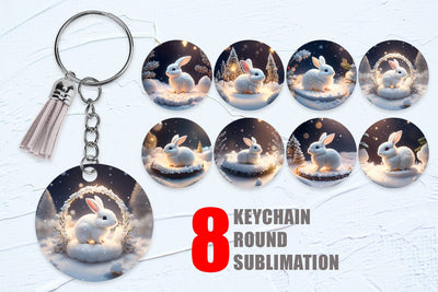Keychain Sublimation 3D Rabbit Christmas snow Sublimation artnoy 