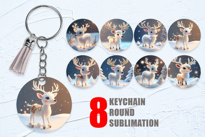 Keychain Sublimation 3D Reindeer Christmas snow Sublimation artnoy 