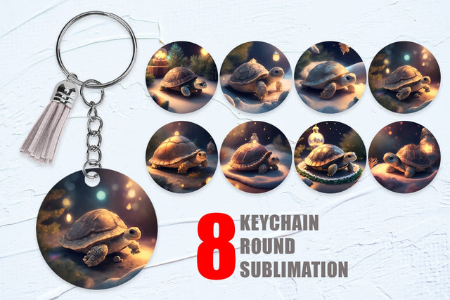Keychain Sublimation 3D Turtle Christmas Sublimation artnoy 