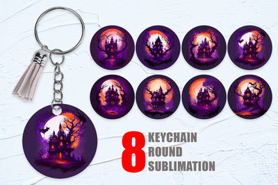 Keychain Sublimation Haunted House Dark Forest Sublimation artnoy 