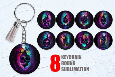 Keychain Sublimation Skull Dark Forest Sublimation artnoy 