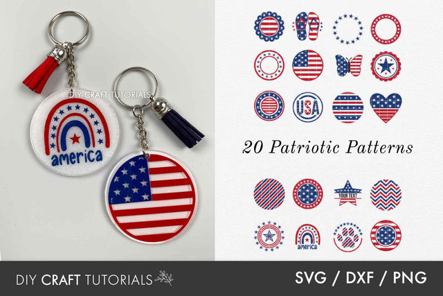 Keychain SVG Bundle - American Patriotic SVG DIY Craft Tutorials 