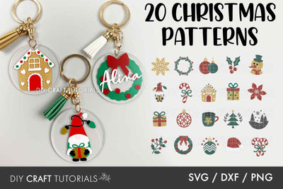 Keychain SVG Bundle - Christmas Patterns 1 SVG DIY Craft Tutorials 