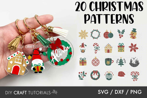 Keychain SVG Bundle - Christmas Patterns 1 SVG DIY Craft Tutorials 