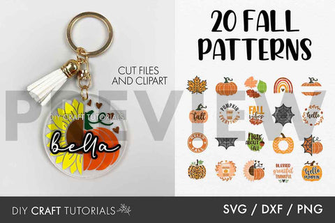 Keychain SVG Bundle - Fall and Autumn Patterns SVG DIY Craft Tutorials 