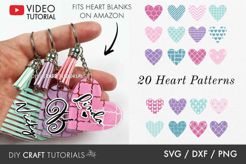 Keychain SVG Bundle - Heart Patterns SVG DIY Craft Tutorials 