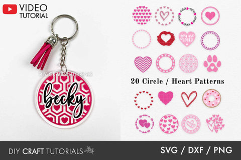 Keychain SVG Bundle - Heart Patterns SVG DIY Craft Tutorials 