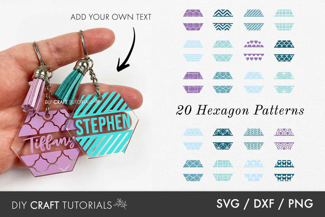 Keychain SVG Bundle - Hexagon Monograms SVG DIY Craft Tutorials 