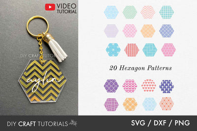 Keychain SVG Bundle - Hexagon Patterns SVG DIY Craft Tutorials 