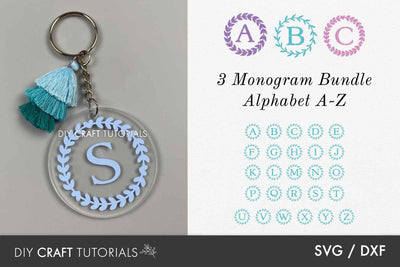 Keychain SVG Bundle - Monogram Set 1 SVG DIY Craft Tutorials 