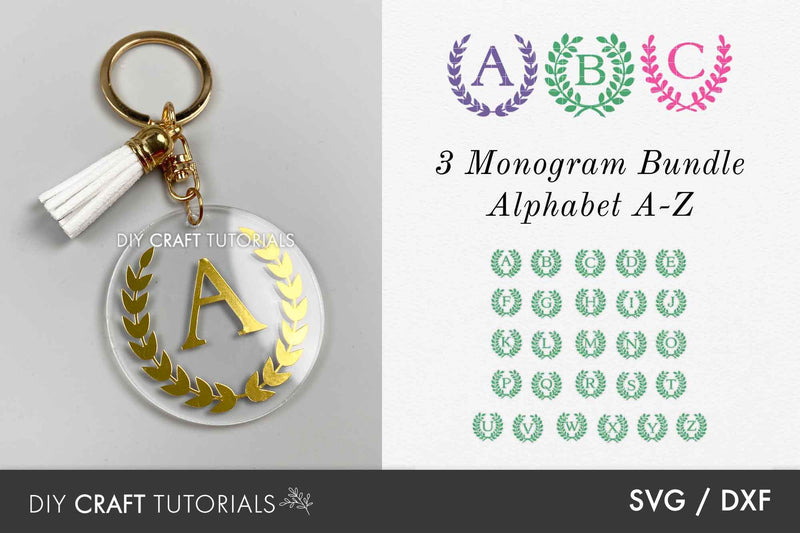 Keychain SVG Bundle - Monogram Set 2 SVG DIY Craft Tutorials 