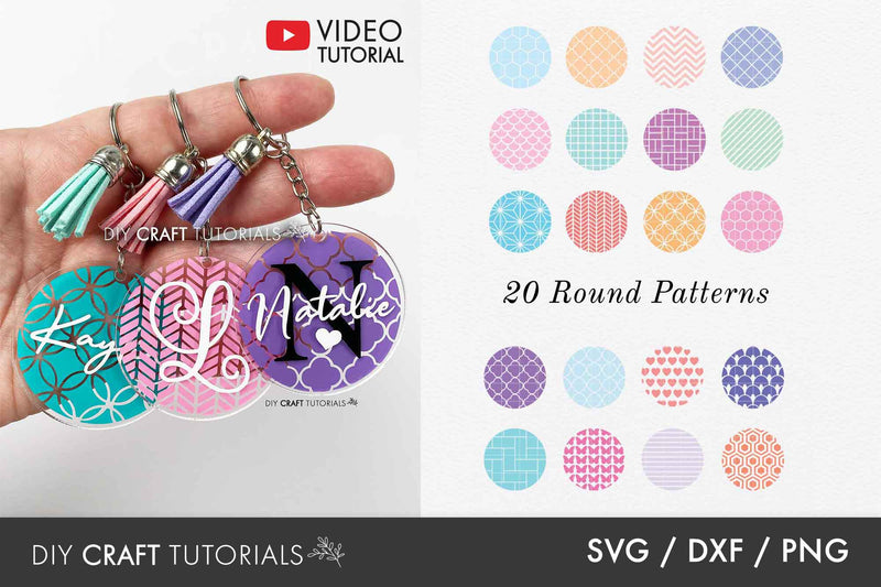 Keychain SVG Bundle - Round Patterns SVG DIY Craft Tutorials 