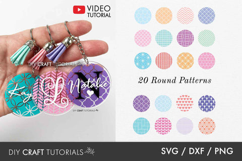 Keychain SVG Bundle - Round Patterns SVG DIY Craft Tutorials 
