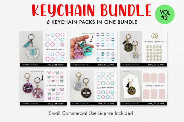 Keychain SVG Bundle - Set 3 SVG DIY Craft Tutorials 