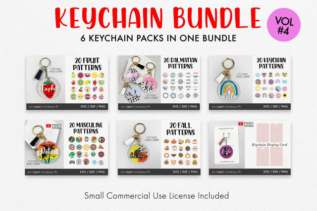 Keychain SVG Bundle - Set 4 SVG DIY Craft Tutorials 