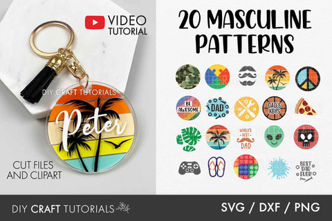 Keychain SVG Bundle - Set 4 SVG DIY Craft Tutorials 