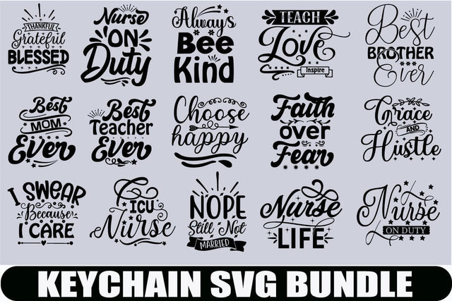 Keychain SVG Bundle SVG SVGs,Quotes and Sayings,Food & Drink,On Sale, Print & Cut SVG Blessedprint 
